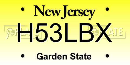 H53LBX New Jersey License Plate