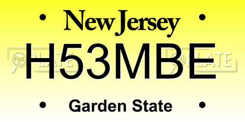 H53MBE New Jersey License Plate