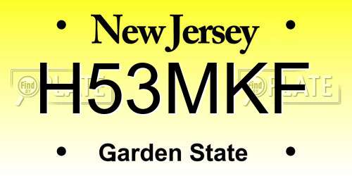 H53MKF New Jersey License Plate