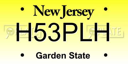 H53PLH New Jersey License Plate