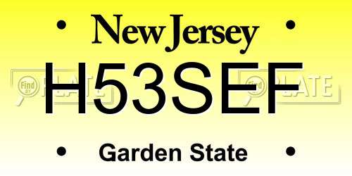 H53SEF New Jersey License Plate