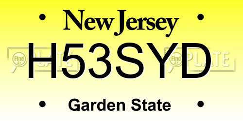 H53SYD New Jersey License Plate