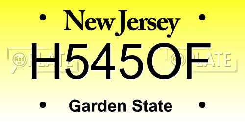 H545OF New Jersey License Plate