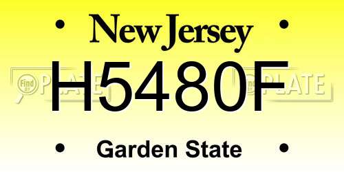 H5480F New Jersey License Plate