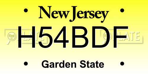 H54BDF New Jersey License Plate