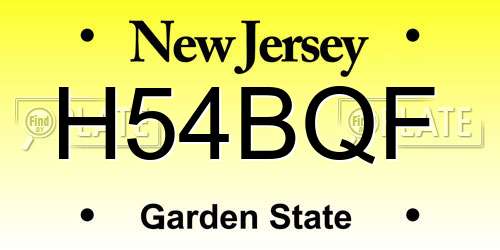 H54BQF New Jersey License Plate
