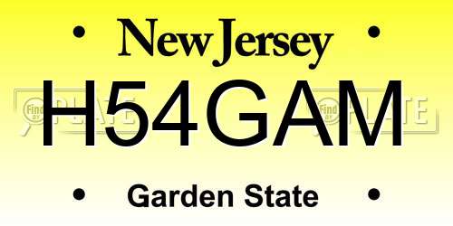 H54GAM New Jersey License Plate