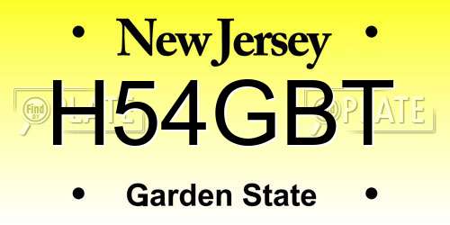 H54GBT New Jersey License Plate