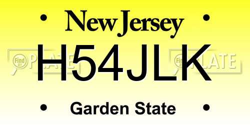 H54JLK New Jersey License Plate