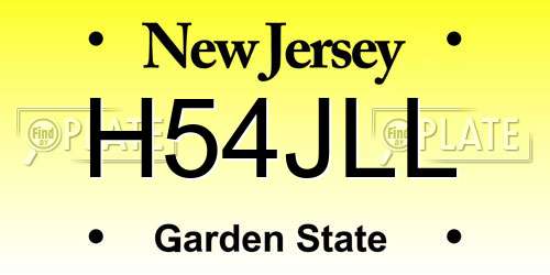 H54JLL New Jersey License Plate