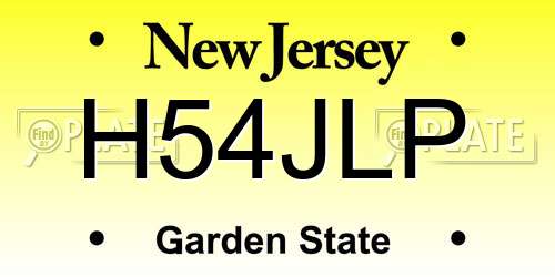 H54JLP New Jersey License Plate