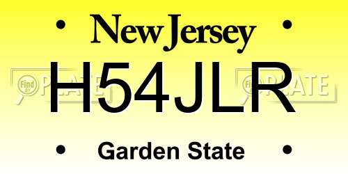 H54JLR New Jersey License Plate