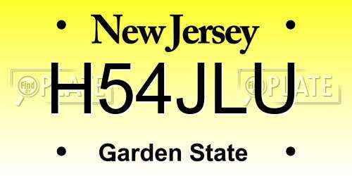 H54JLU New Jersey License Plate