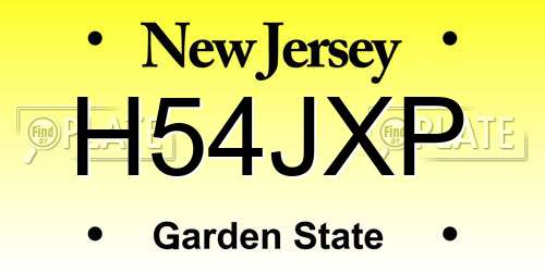 H54JXP New Jersey License Plate