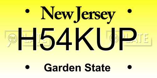 H54KUP New Jersey License Plate
