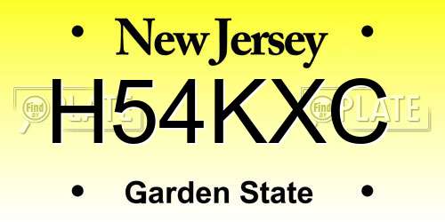 H54KXC New Jersey License Plate
