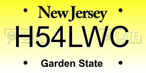 H54LWC New Jersey License Plate