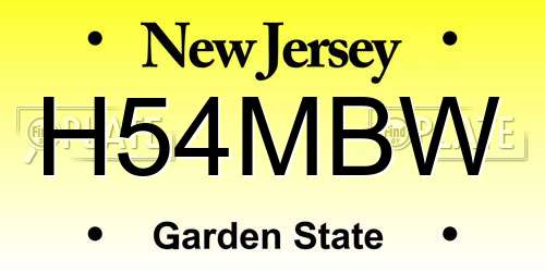 H54MBW New Jersey License Plate