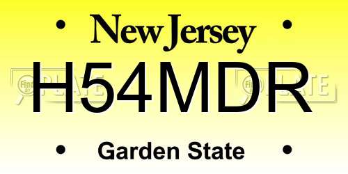 H54MDR New Jersey License Plate