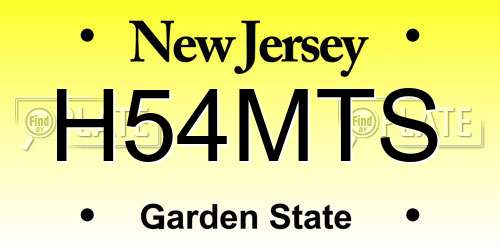 H54MTS New Jersey License Plate