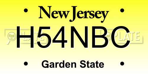 H54NBC New Jersey License Plate