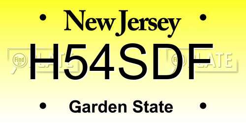 H54SDF New Jersey License Plate