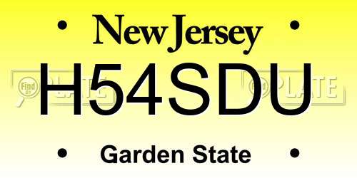 H54SDU New Jersey License Plate