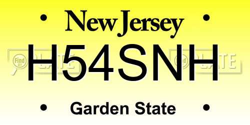 H54SNH New Jersey License Plate