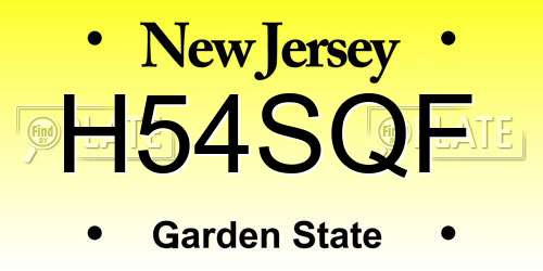 H54SQF New Jersey License Plate