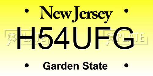 H54UFG New Jersey License Plate