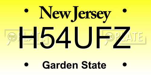 H54UFZ New Jersey License Plate