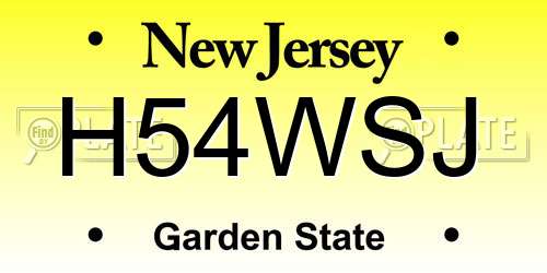 H54WSJ New Jersey License Plate