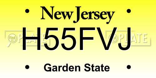 H55FVJ New Jersey License Plate