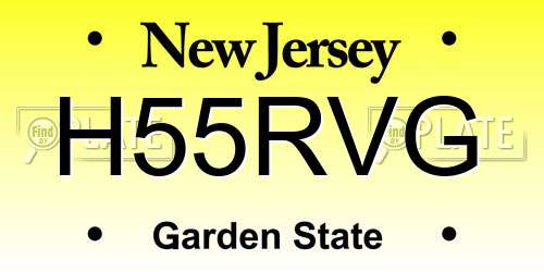 H55RVG New Jersey License Plate