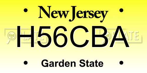 H56CBA New Jersey License Plate