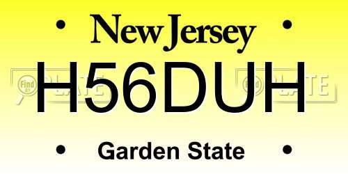 H56DUH New Jersey License Plate