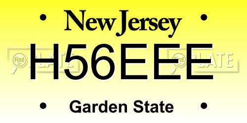 H56EEE New Jersey License Plate