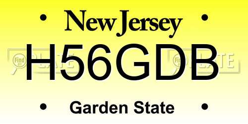 H56GDB New Jersey License Plate