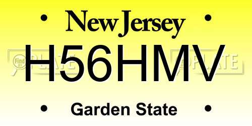 H56HMV New Jersey License Plate