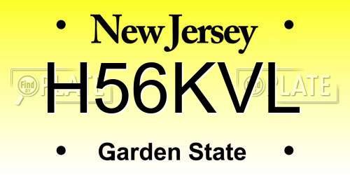 H56KVL New Jersey License Plate