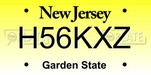 H56KXZ New Jersey License Plate
