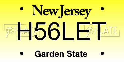 H56LET New Jersey License Plate