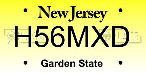 H56MXD New Jersey License Plate