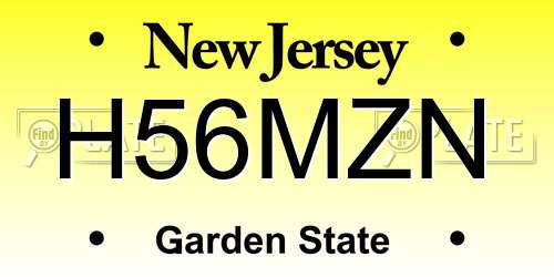 H56MZN New Jersey License Plate