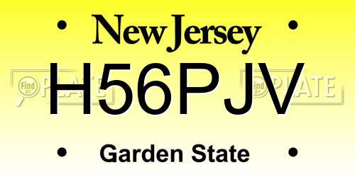 H56PJV New Jersey License Plate