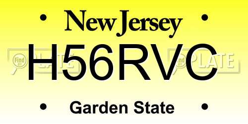 H56RVC New Jersey License Plate