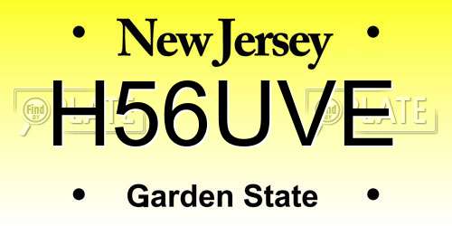 H56UVE New Jersey License Plate