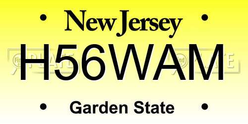 H56WAM New Jersey License Plate