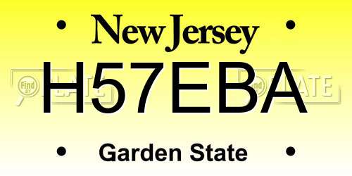 H57EBA New Jersey License Plate