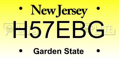 H57EBG New Jersey License Plate